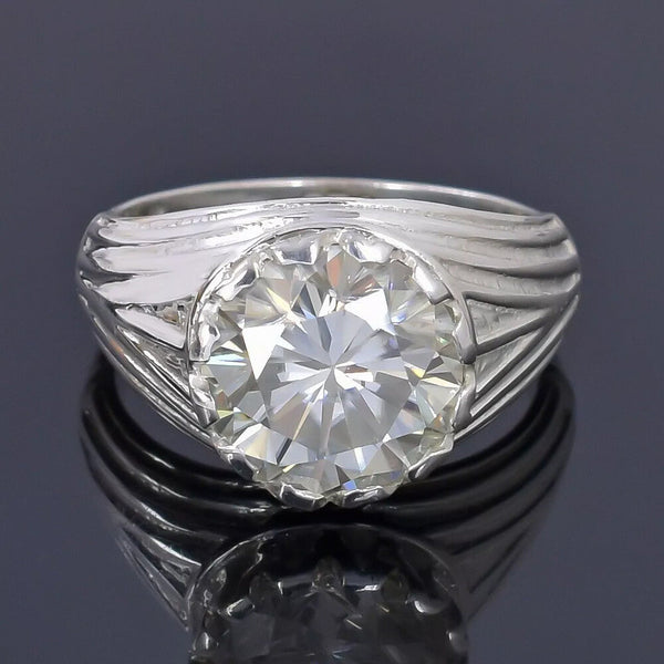 5.30 Ct Certified Round Cut White Moissanite Ring Gold Vermeil Sterling Silvers - GEMHUB