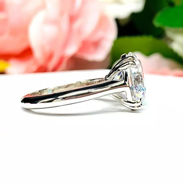 Certified 2.50 Ct Round Cut Moissanite Solitaire Ring, Double Prongs 18K Gold Plate 18K Gold Plated