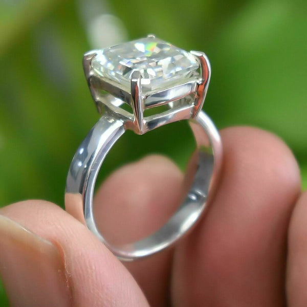 2.90 Ct Emerald Cut Certified White Moissanite Ring For Women 18K Gold Plated Verme 18K Gold Plated