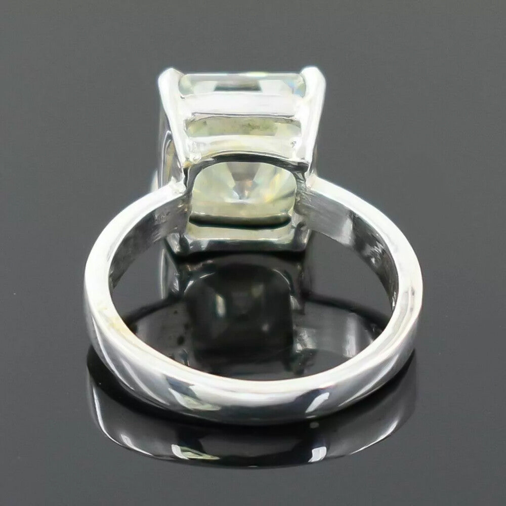 2 Ct Certified Cushion Cut Off White Moissanite Solitaire Ring 18K Gold Plated Verm 18K Gold Plated