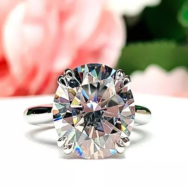 Certified 2.50 Ct Round Cut Moissanite Solitaire Ring, Double Prongs 18K Gold Plate 18K Gold Plated