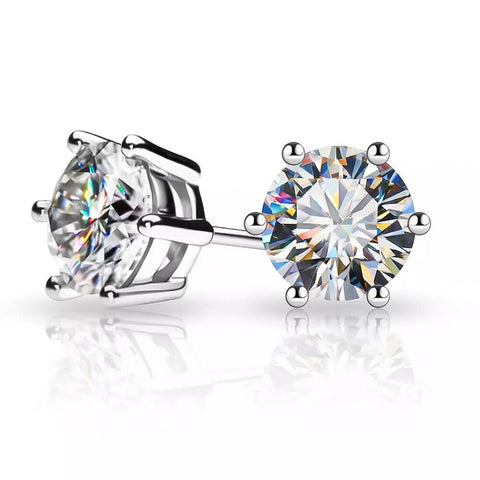 10 Ct Certified Round Cut White Moissanite Solitaire Studs In Gold Vermeil - GEMHUB