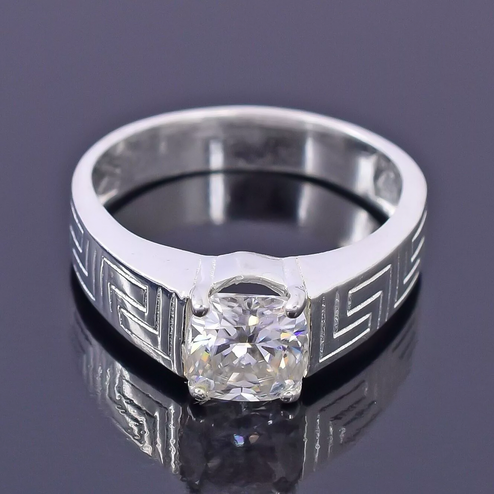 2.30 Ct Certified Cushion Cut White Solitaire Moissanite Ring 18K Gold Plated Verme 18K Gold Plated