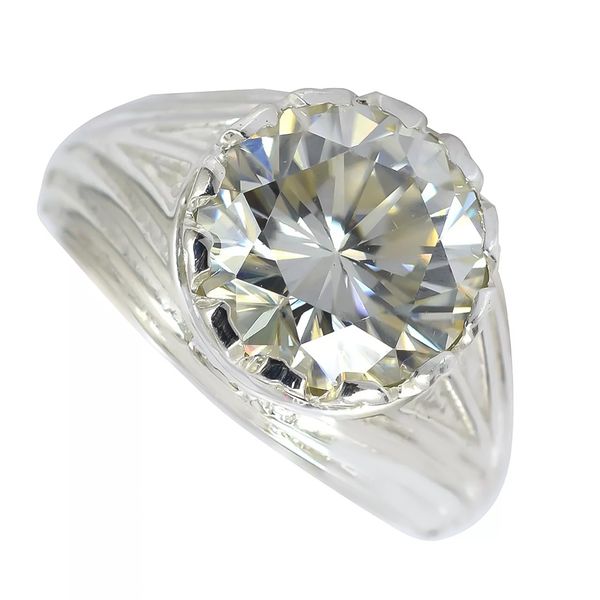 5.30 Ct Certified Round Cut White Moissanite Solitaire Ring Gold Vermeil - View 2 - GEMHUB