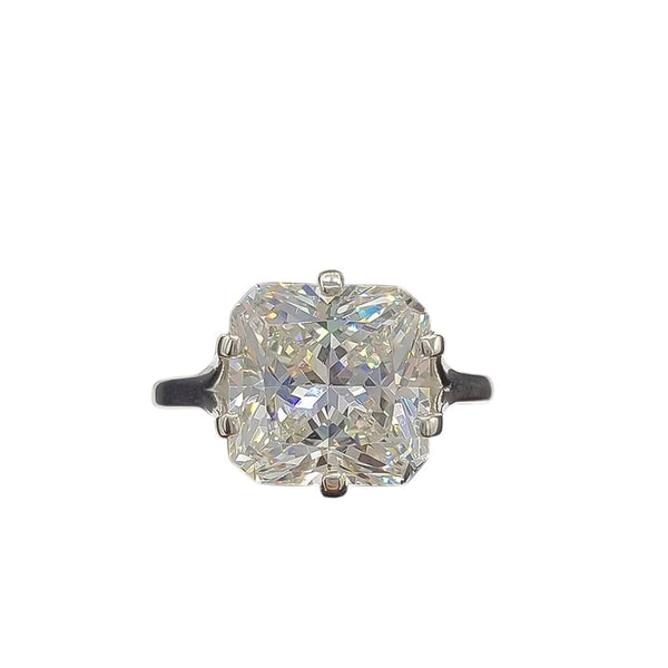 3.25 Ct Certified Radiant Cut White Solitaire Moissanite Ring 18K Gold Plated Verme 18K Gold Plated