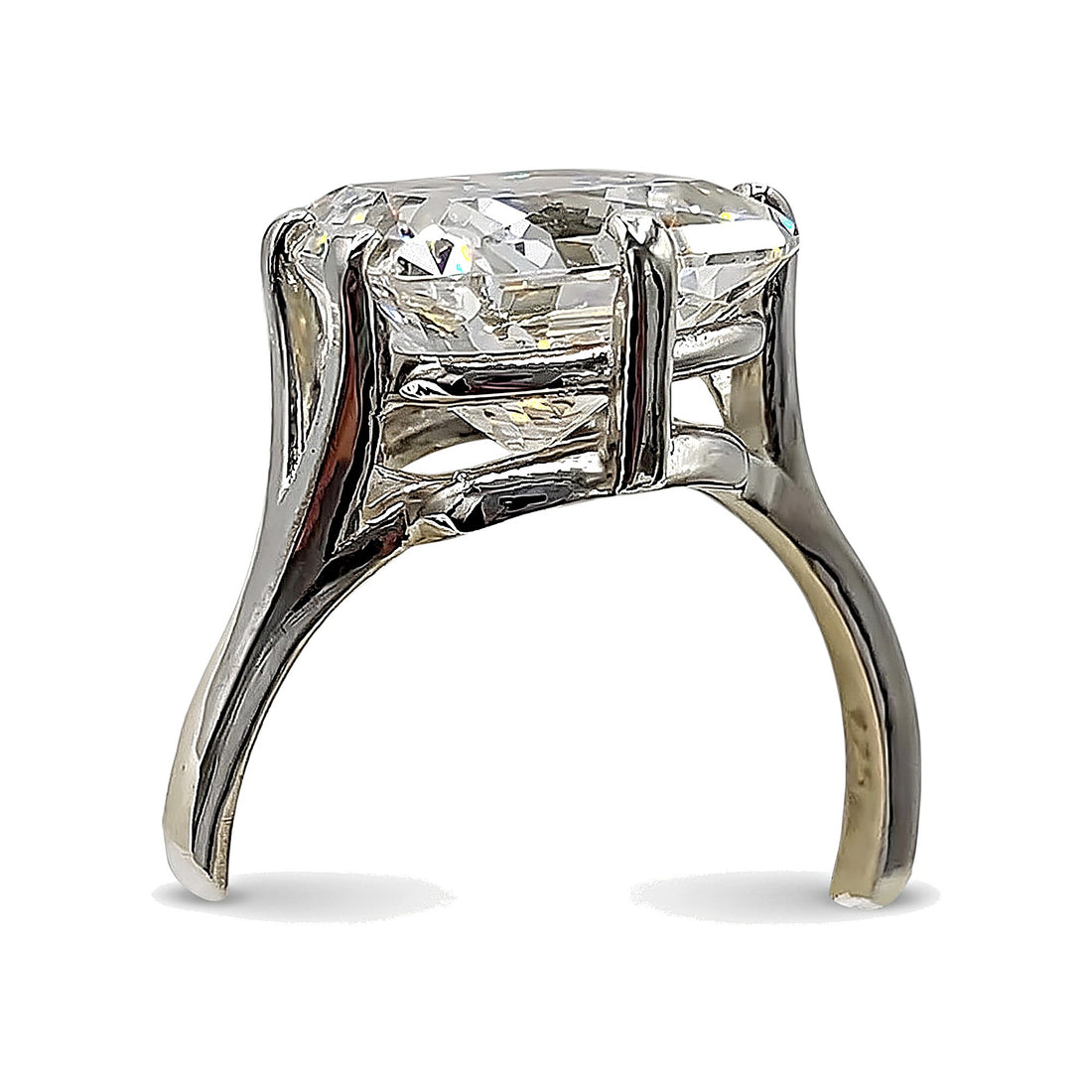 3.25 Ct Certified Radiant Cut White Solitaire Moissanite Ring 18K Gold Plated Vermeil