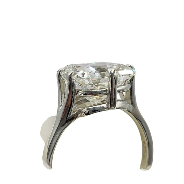 3.25 Ct Certified Radiant Cut White Solitaire Moissanite Ring 18K Gold Plated Verme 18K Gold Plated