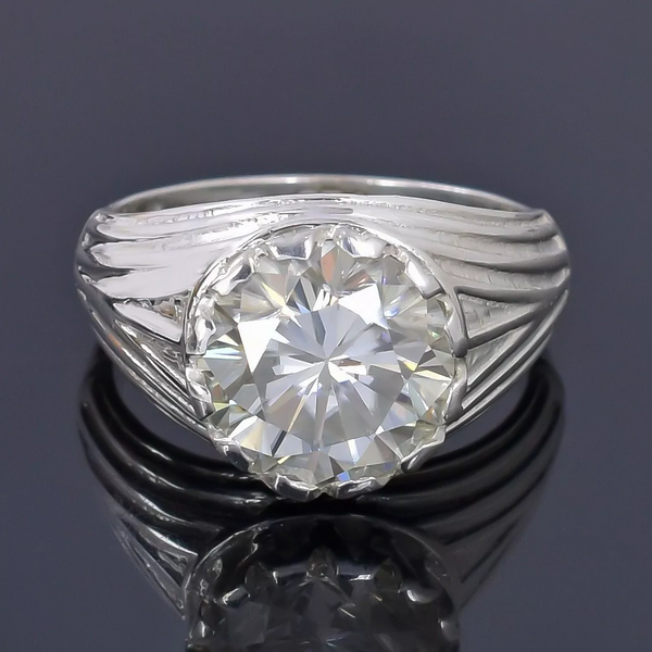 5.30 Ct Certified Round Cut White Moissanite Solitaire Ring Gold Vermeil - GEMHUB