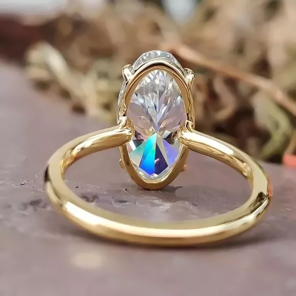 3.90 Ct EGL Certified Oval Cut White Moissanite Ring For Engagement 18K Gold Plated