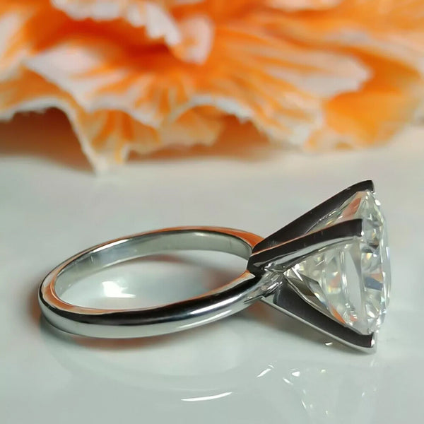 Certified 2.60 Cts Cushion Cut White Moissanite Solitaire Ring 18K Gold Plated Verm 18K Gold Plated