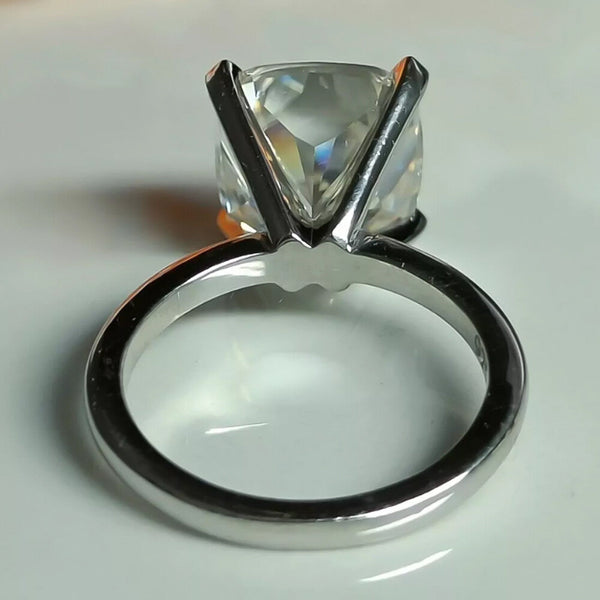 Certified 2.60 Cts Cushion Cut White Moissanite Solitaire Ring 18K Gold Plated Verm 18K Gold Plated