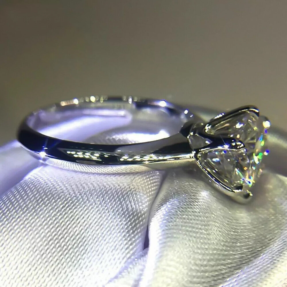 Certified 3.28Ct Round Cut White Moissanite Solitaire Ring In 18K Gold Plated Verme 18K Gold Plated