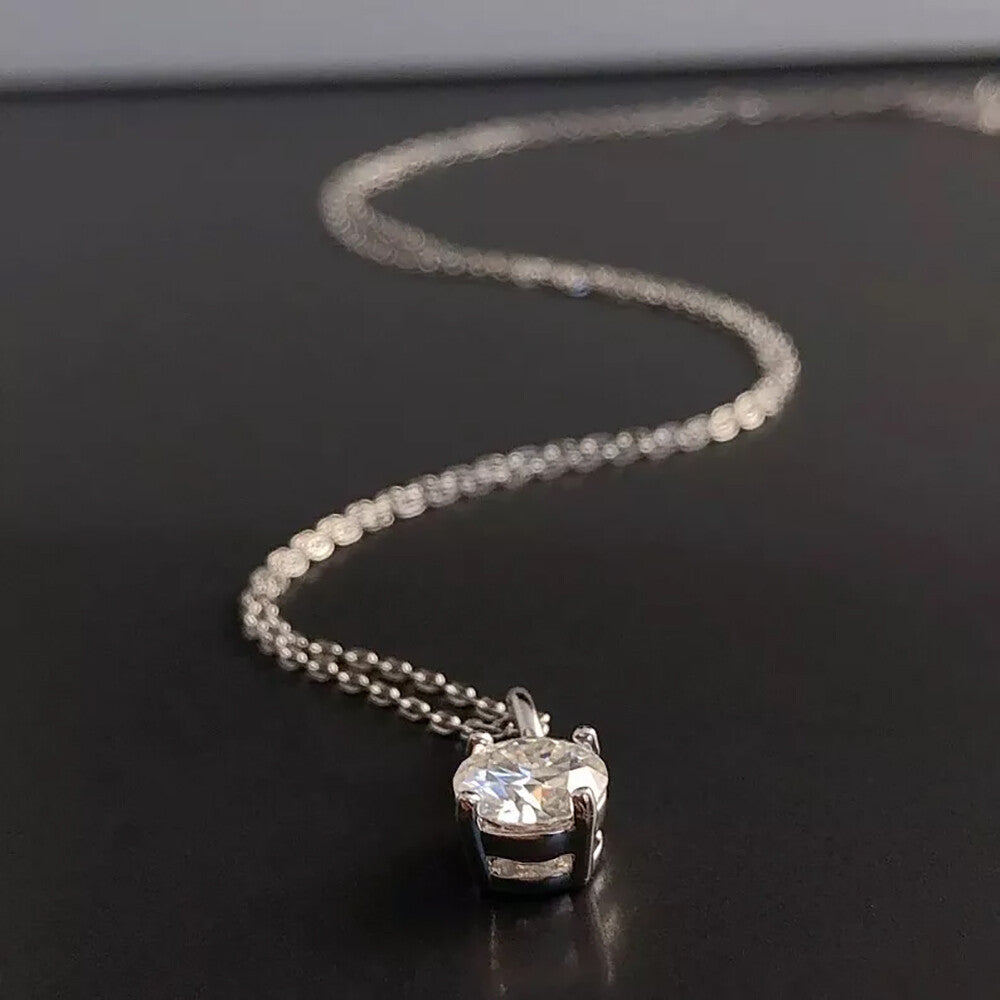 Certified 2.80 Ct Round Cut White Moissanite Solitaire Pendant In 18K Gold Plated V 18K Gold Plated