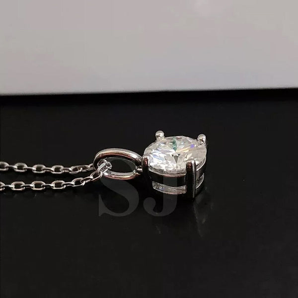 Certified 2.80 Ct Round Cut White Moissanite Solitaire Pendant In 18K Gold Plated V 18K Gold Plated