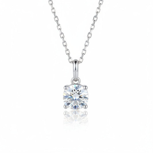Certified 2.80 Ct Round Cut White Moissanite Solitaire Pendant In 18K Gold Plated V 18K Gold Plated