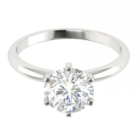 2.20 Ct Round Cut White Moissanite Solitaire in Engagement Ring 18K Gold Plated Ver 18K Gold Plated