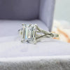 2.90 Ct Certified Emerald Cut Solitaire White Moissanite Ring 18K Gold Plated Verme 18K Gold Plated