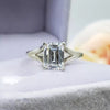 2.90 Ct Certified Emerald Cut Solitaire White Moissanite Ring 18K Gold Plated Verme 18K Gold Plated