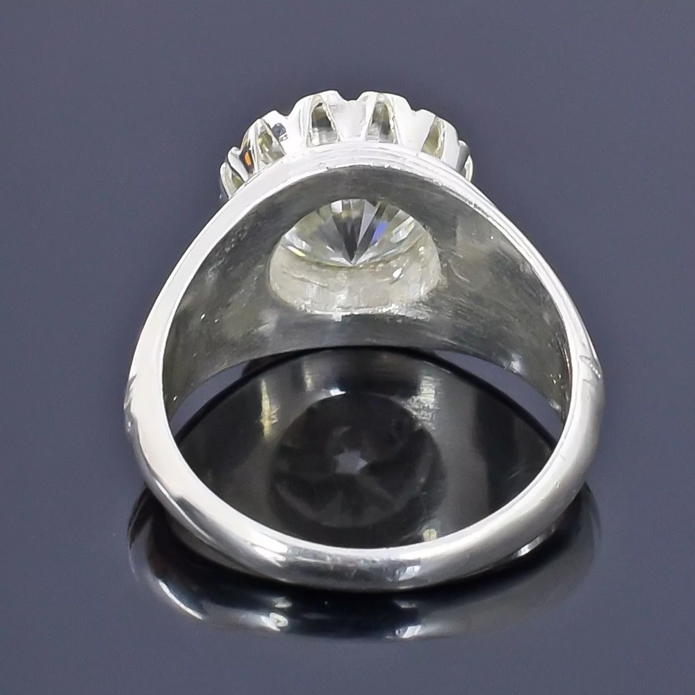 5.30 Ct Certified Round Cut White Moissanite Solitaire Ring Gold Vermeil - View 3 - GEMHUB