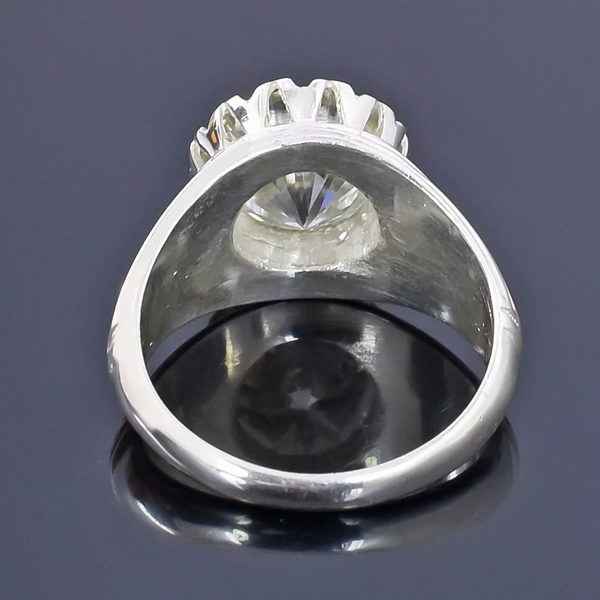 5.30 Ct Certified Round Cut White Moissanite Solitaire Ring Gold Vermeil - View 3 - GEMHUB