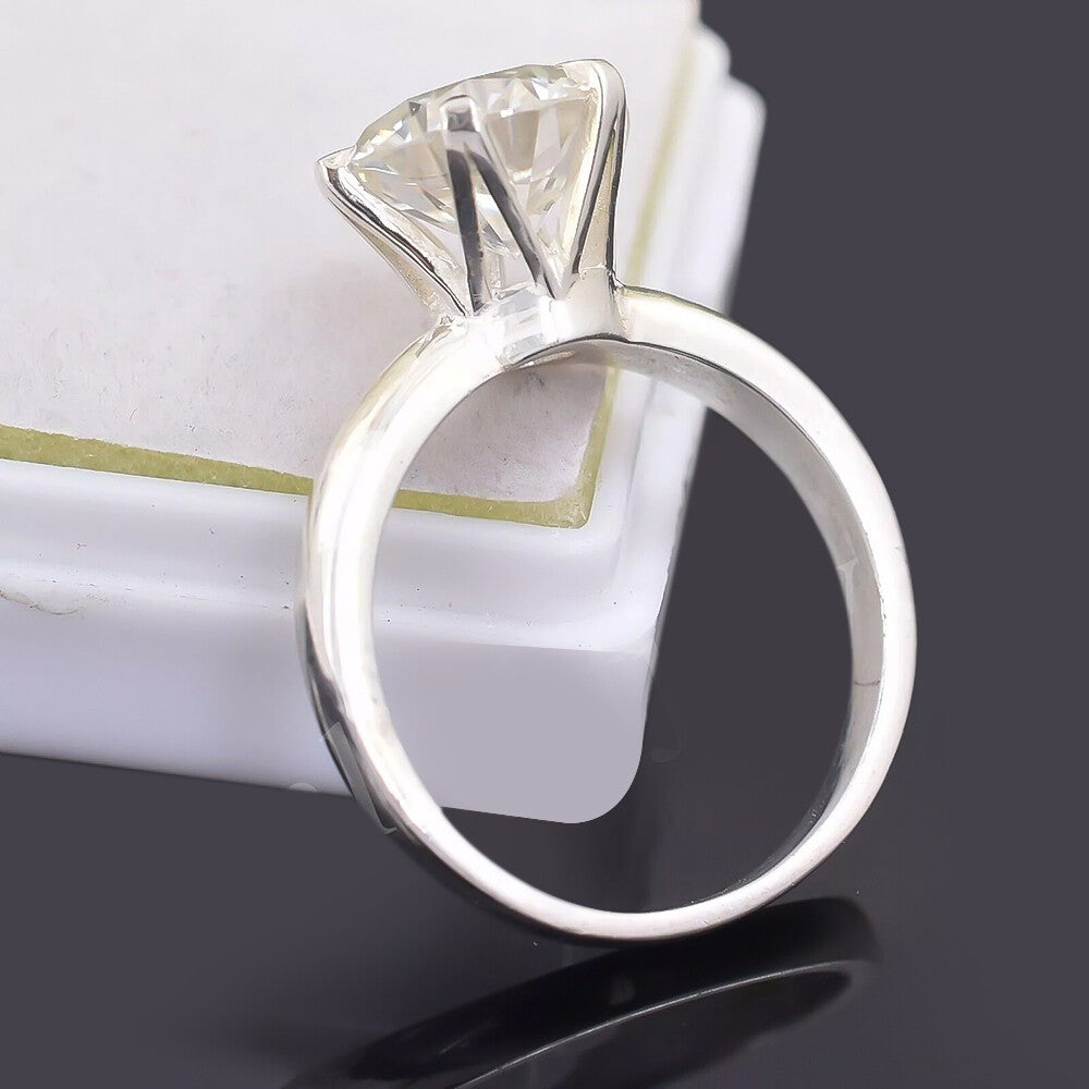 2.70 Ct Certified Round Cut White Moissanite Solitaire Ring 18K Gold Plated