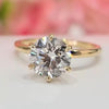 Certified 3.40 Ct White Moissanite Solitaire Statement Ring 18K Gold Plated