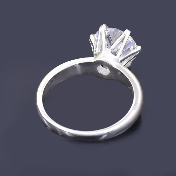 2.70 Ct Certified Round Cut White Moissanite Solitaire Ring 18K Gold Plated