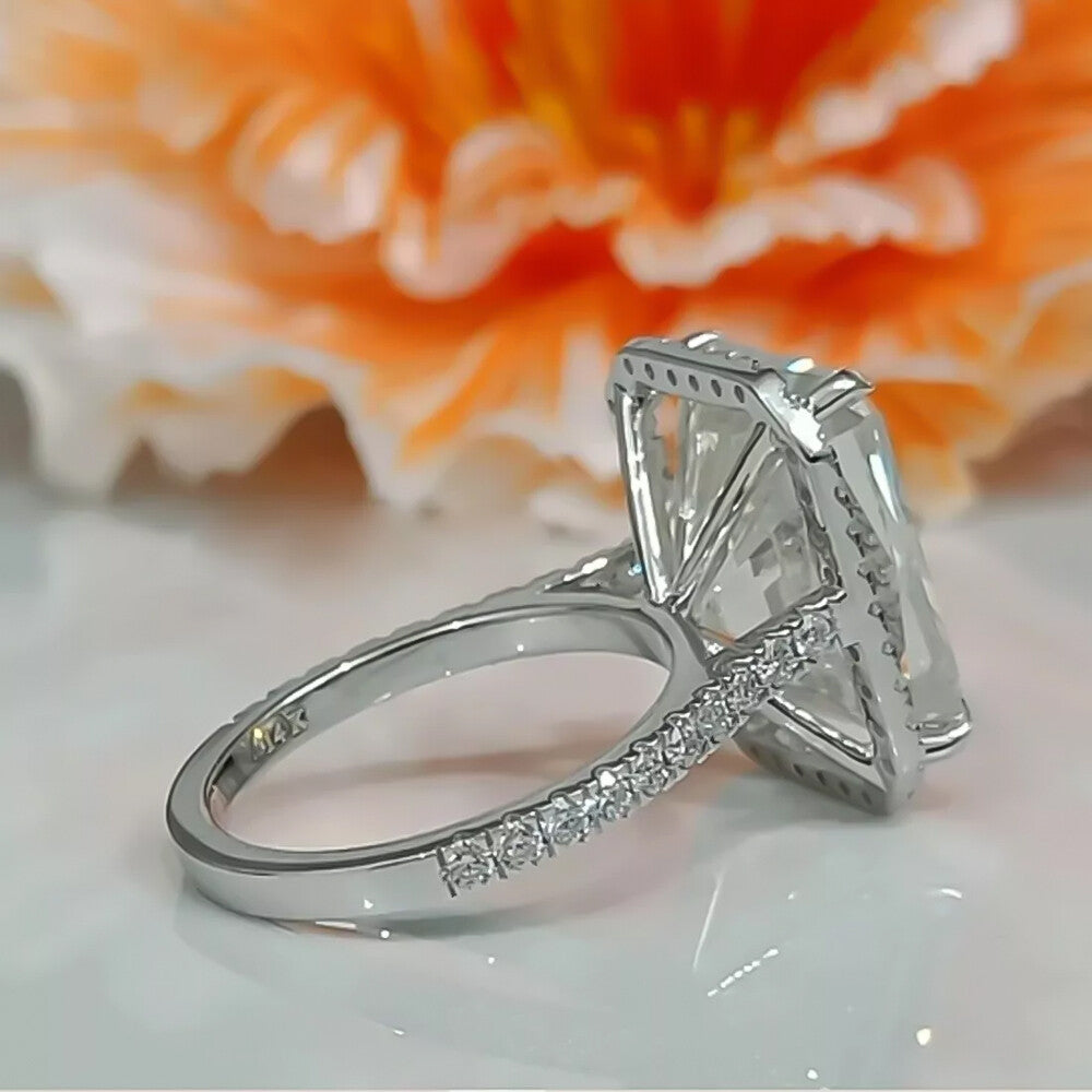 3.95 Ct Certified Radiant Cut Solitaire White Moissanite Ring 18K Gold Plated Verme 18K Gold Plated