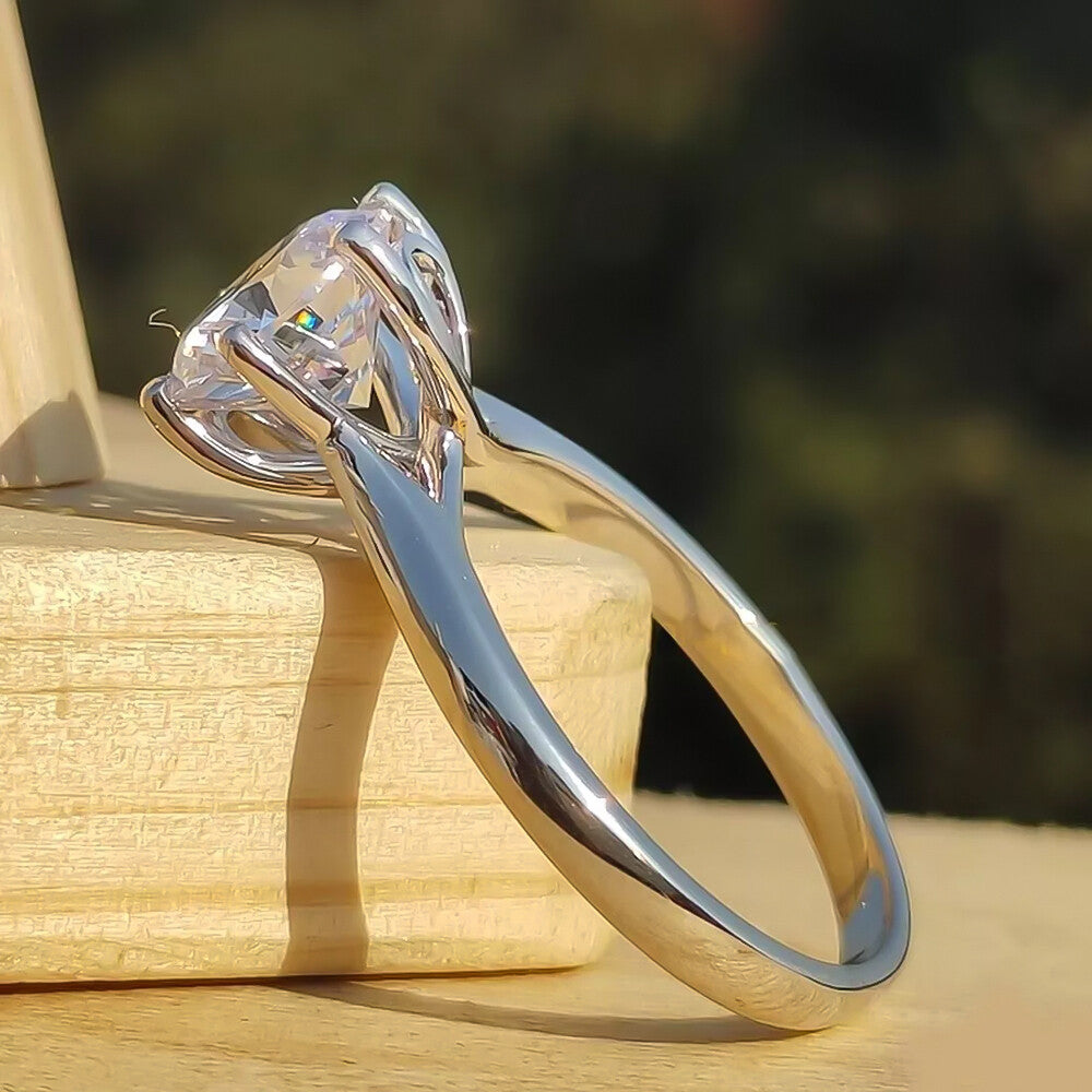 Certified 3 Ct. Round Cut White Moissanite Solitaire Ring in 18K Gold Plated Vermei 18K Gold Plated