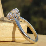 Certified 3 Ct. Round Cut White Moissanite Solitaire Ring in 18K Gold Plated Vermeil