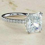 4Ct Certified Cushion Cut White Soliatire Moissanite Ring 18K Gold Plated