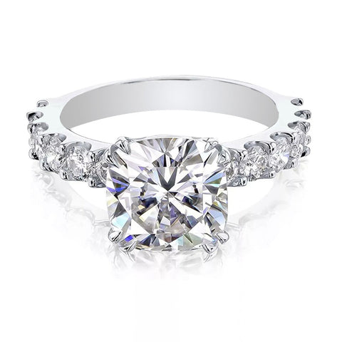 Certified 3.50Ct Cushion Cut White Soliatire Moissanite Solitaire Ring 18K Gold Pla 18K Gold Plated