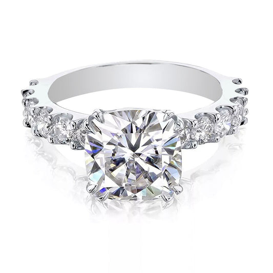 Certified 3.50Ct Cushion Cut White Soliatire Moissanite Solitaire Ring 18K Gold Pla 18K Gold Plated