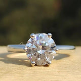 Certified 3 Ct. Round Cut White Moissanite Solitaire Ring in 18K Gold Plated Vermeil