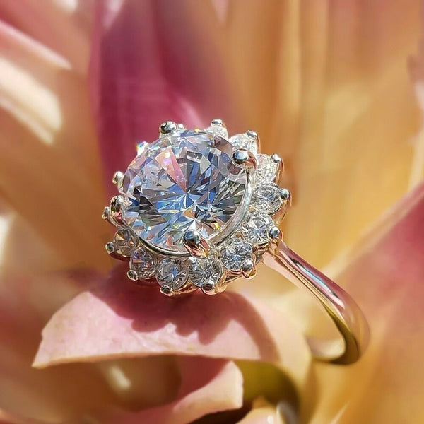 2.55 Ct Certified Round Cut White Moissanite Solitaire Ring 18K Gold Plated