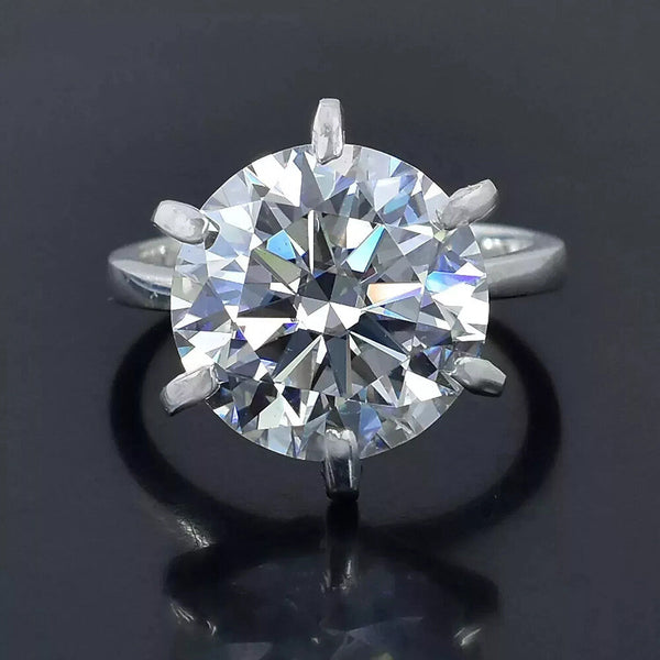 8.50 Ct Certified Round Cut White Moissanite Solitaire Ring In 18K Gold Plated Verm 18K Gold Plated