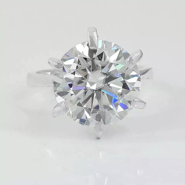 8.50 Ct Certified Round Cut White Moissanite Solitaire Ring In 18K Gold Plated Verm 18K Gold Plated