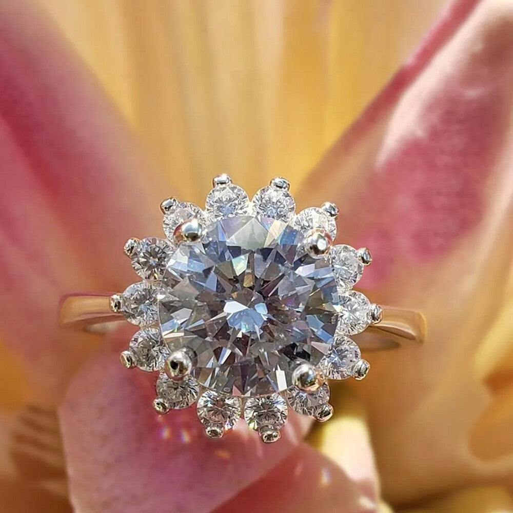 2.55 Ct Certified White Round Cut Certified Moissanite Solitaire Ring 18K Gold Plat 18K Gold Plated