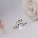 2.50 Ct Certified Cushion Cut White Moissanite Ring For Women 18K Gold Plated Vermeil