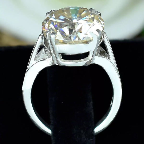 3.50 Ct Certified Round Cut White Moissanite Solitaire Ring In 18K Gold Plated Verm 18K Gold Plated