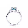 Certified 3.20 Ct Round Cut Blue Moissanite Engagement Ring In Gold Vermeil - View 3 - GEMHUB