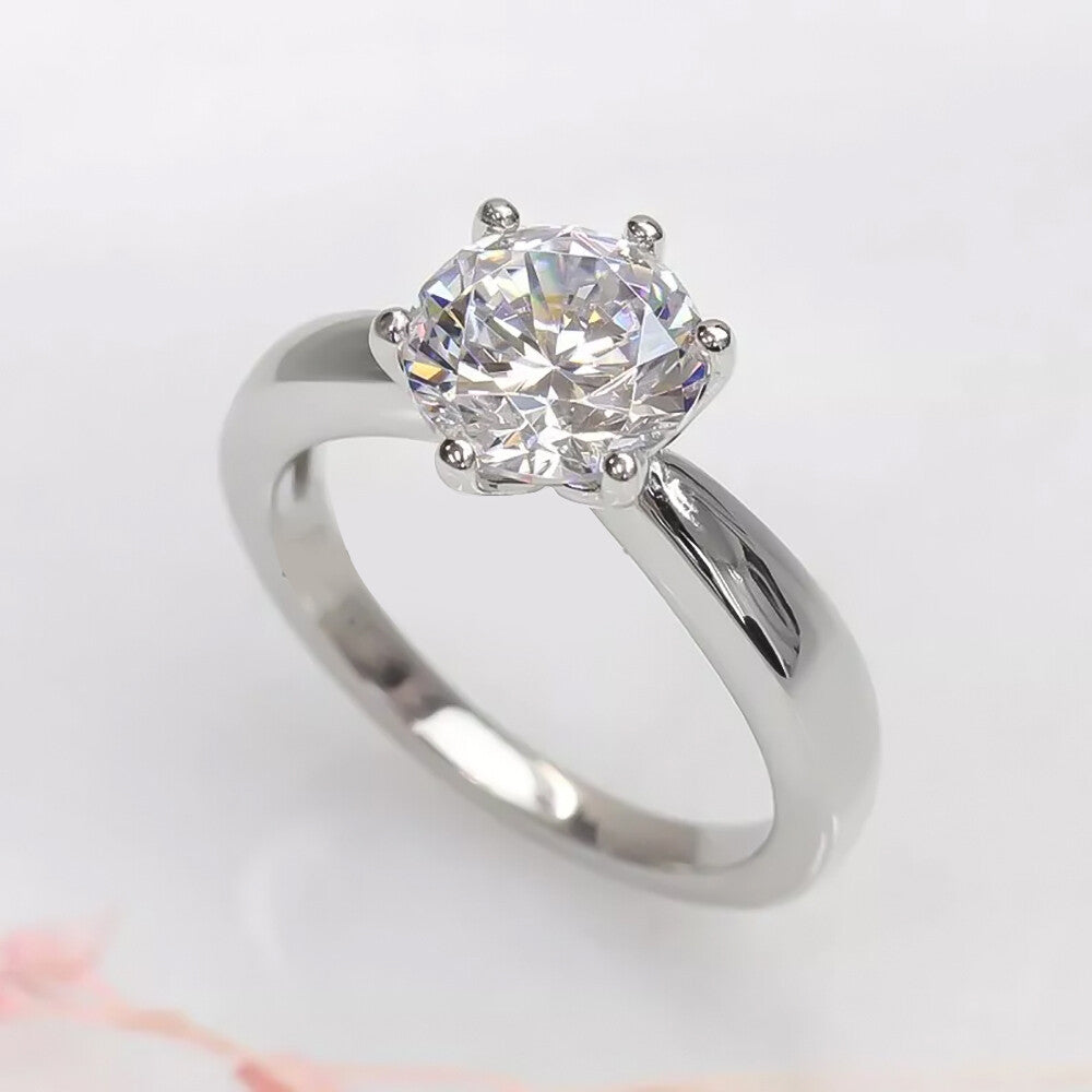 2.80 Ct Certified Round Cut White Moissanite Solitaire Ring 18K Gold Plated