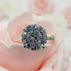 2.90 Ct Certified Round Cut Off White Moissanite Ring In 18K Gold Plated