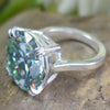 9.80 Ct Certified Round Cut Blue Moissanite Solitaire Ring In 18K Gold Plated Verme 18K Gold Plated