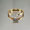 2.40 Ct Certified Asscher Cut Off White Moissanite Ring 18K Gold Plated