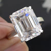27.50 Ct Certified Emerald Cut White Moissanite Solitaire Ring in Gold Vermeil - View 4 - GEMHUB