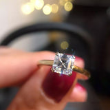 2.40 Ct Certified Asscher Cut Off White Moissanite Ring 18K Gold Plated