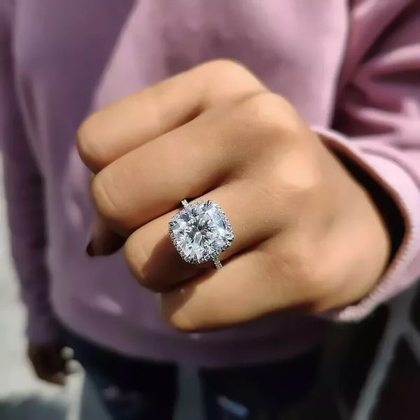 4.65ct DEW White Moissanite Pear Solitaire Ring