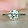 Certified 2.20 Ct. Emerald Cut White Round Moissanite Solitaire Ring in 18K Gold Plated