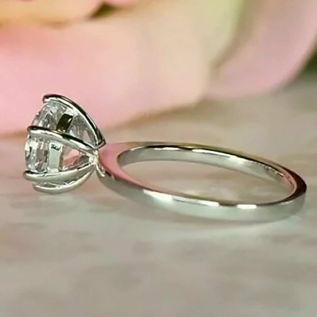 Certified 2.20 Ct. Emerald Cut White Round Moissanite Solitaire Ring in 18K Gold Plated